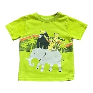 GARANIMALS cotton blend graphic design mustard T-shirt Boy 3T round neck